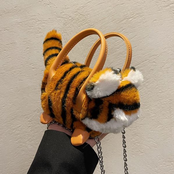 

totes cute tiger doll bags women's trendy all- fashion plush shoulder messenger bag
