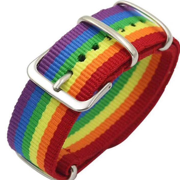 Nylon arco-íris lésbicas gays bissexuais transgêneros pulseiras para mulheres meninas orgulho tecido trançado homens casal amizade jóias