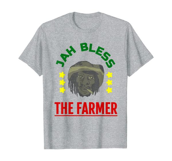 

jah bless the farmer-vintage rasta-reggae-good vibes t-shirt, White;black