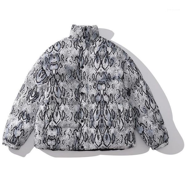 

men's jackets winter padded jacket coat men women outwear think warm python pattern printed hip hop streetwear gothic retro punk down p, Black;brown