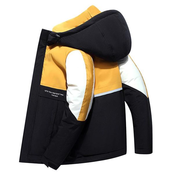 

men's down & parkas jacket short thickened youth trend coat white duck, Black