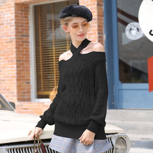 

knitted drs, european american women's single neck, medium and long wool, with tight camping sv, White;black