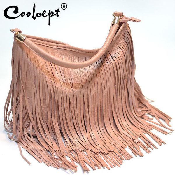 

cross body coolcept fashion women crossbody bag pu leather tassel designer shoulder luxury zipper casual daily