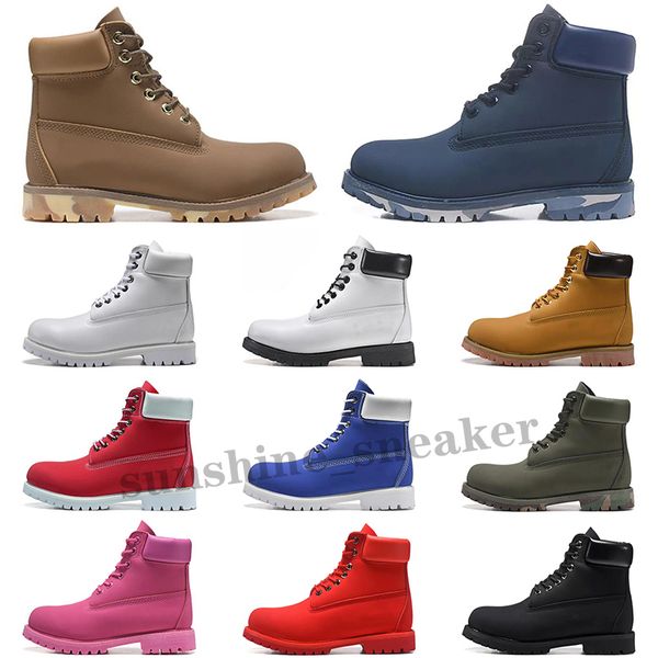 

women shoes classic yellow timber men boots waterproof ankle land boot cut snow hiking sports trainer sneakers, Black