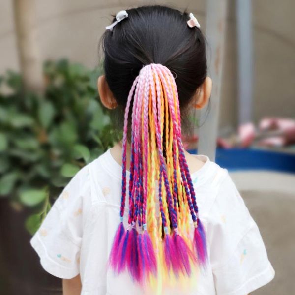

hair accessories girls elastic band rubber thicker wig ponytail ropes kids twist braid rope headdress braider, Slivery;white