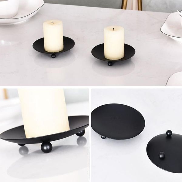 

candle holders 2pcs rustic candlestick valentines day for led pillar elegant iron plate holder dinner table birthday party wedding decor
