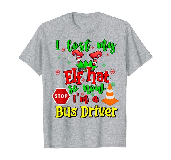 

i lost my elf hat so now i a school bus driver elf t-shirt, White;black