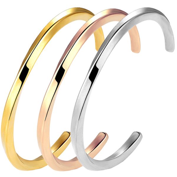 

twisted stainless steel wire open bangle bracelet for women gift, Black