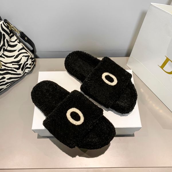 

slippers sandals women designer d slides fabric rubber outsole grass green sponge thick bottom slipper wedge sandal with box, Black