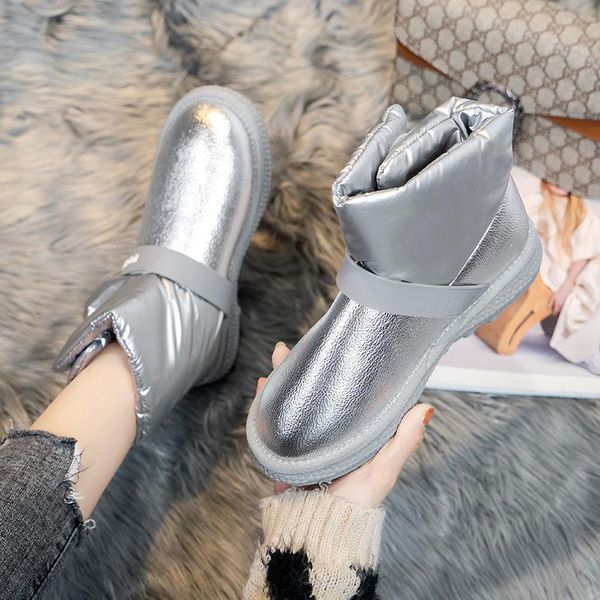 

boots 2021 women winter fashion silver down cloth keep warm soft water proof snow female autumn platform casual cotton shoes, Black