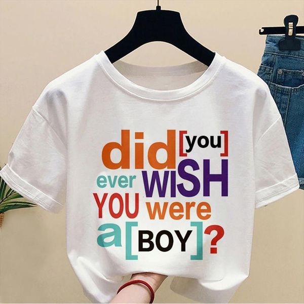 

did you even were a women boy letter print short sleeve summer t shirt tees clothing fun female, White