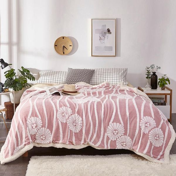 

blankets pink flowers fleece and throws thick warm winter blanket home super soft duvet luxury on fashion bedding