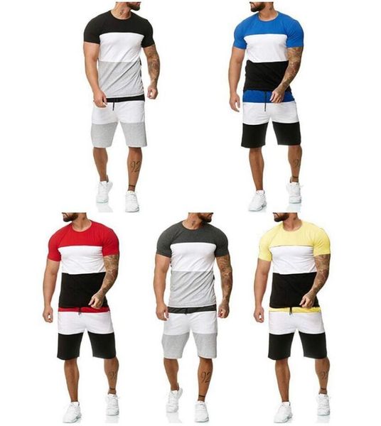 

men's tracksuits tracksuit summer sweatsuit two-piece t-shirt shorts brand track suits sportswear sports fashion casual wear, Gray