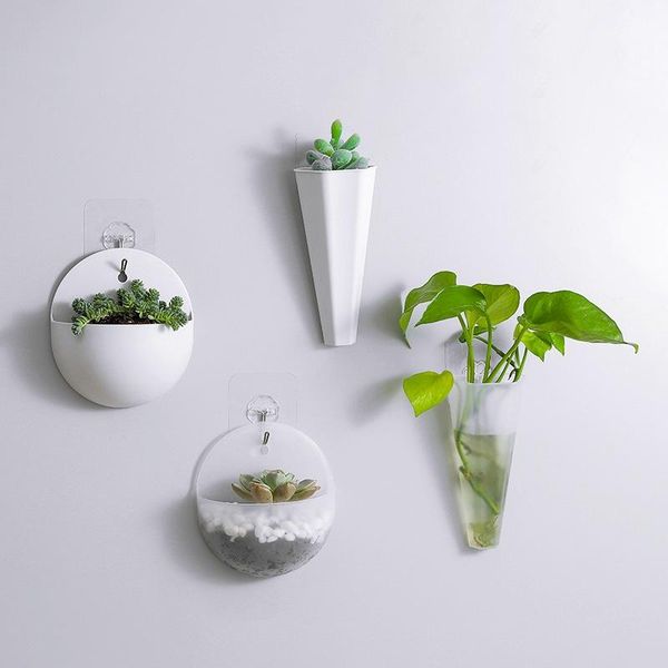 

vases wall hanging vase wall-mounted flower pots hydroponic green dill pot with hook succulent plant holder home decor