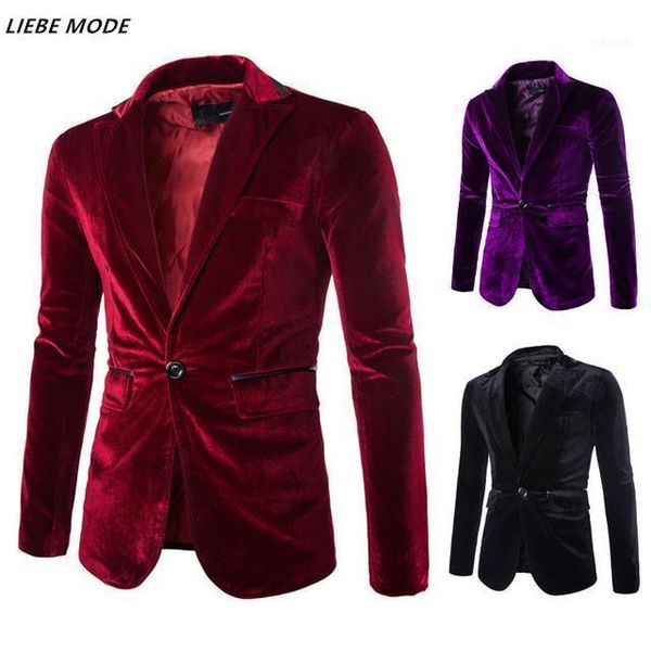 

mens burgundy velvet blazer traje hombre purple black corduroy suits jacket for men casual fashion one button coat m-xxl1, White;black