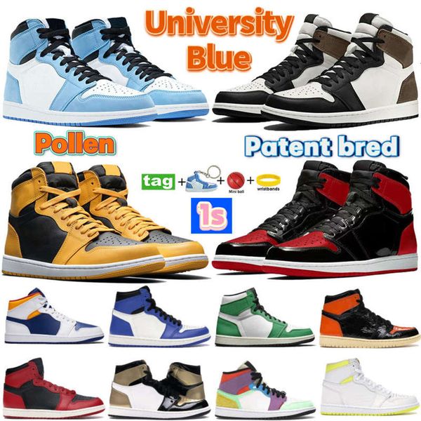 

high 1 1s mens basketball shoes university blue cactus military dark mocha pollen unc chicago twist light smoke grey patent bred seafoam, Black