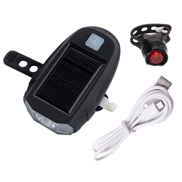 

super bright 600lm waterproof bicycle headlight set solar powered usb charging mountain bike light bicycle cycling light