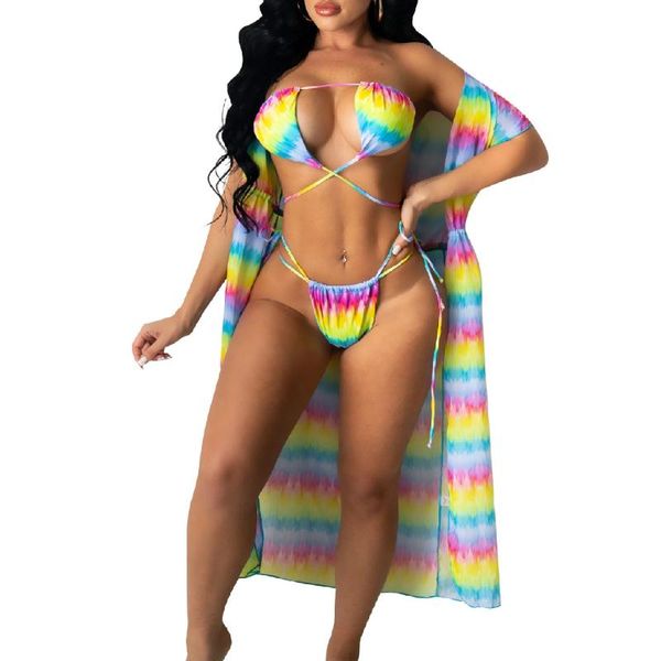 

women's swimwear fashion bikini suit ladies swimsuit cloak split three-piece, White;black