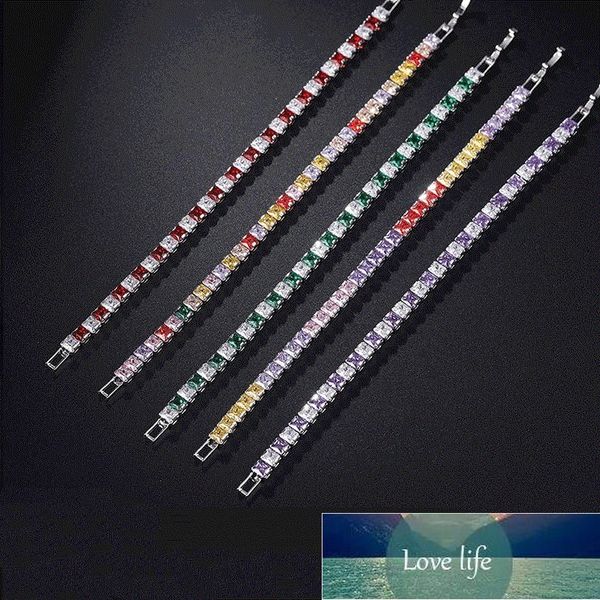 

4mm cubic zirconia tennis bracelets for women men luxury silver color cz bracelet charm jewelry factory price expert design quality latest s, Black