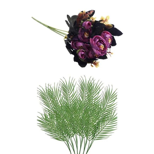 

decorative flowers & wreaths 1 bouquet 9 head artificial silk cloth fake leaf with 6 pack palm leaves 18 faux plants