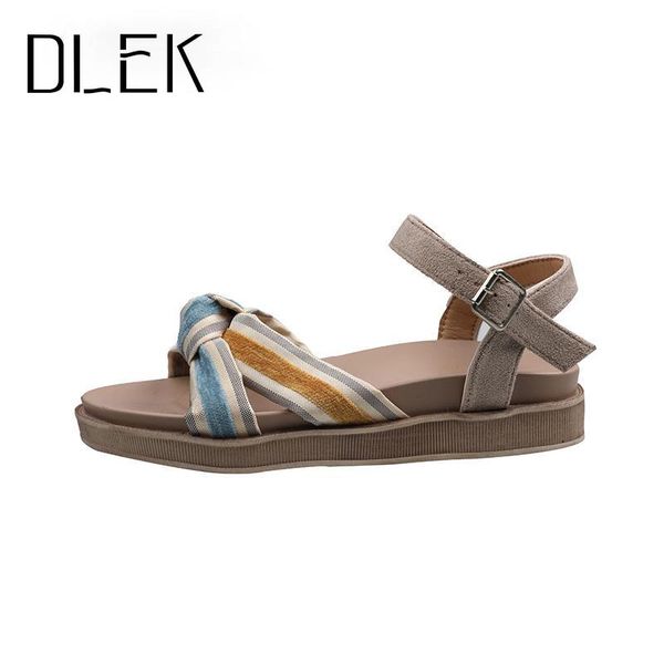 

sandals dlek bowknot stripe buckle leisure rubber anti-slip female elegant fashion summer casual shoes sandalias de verano para mujer, Black
