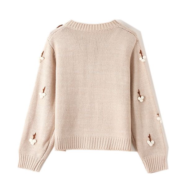 

autumn and winter grape hair ball sleeve single mesh sweater cardigan jacket sweaters ta1113 zplb, White;black