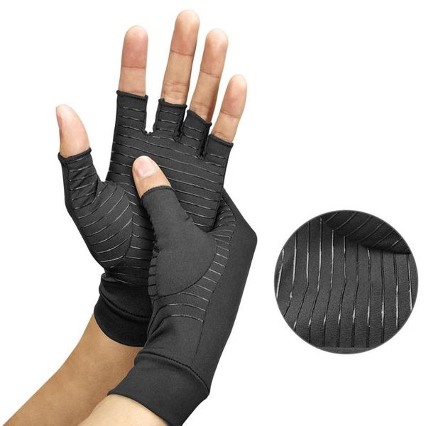 

sports gloves mounchain 1pair fiber half-finger glove arthritis compression breathable 13-24 cm, Black