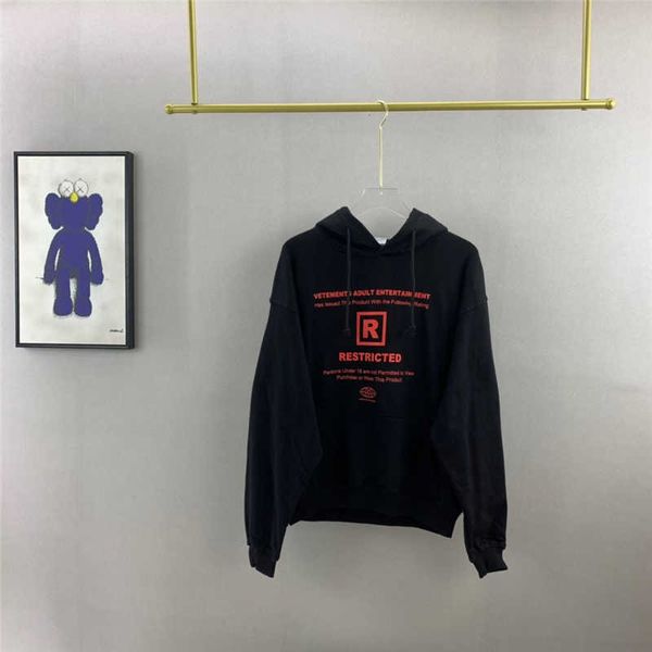 

vetements restricted hoodie men women text print vetements sweatshirts oversize vtm pullovers q0831 9e57d d8o9 716h, Black