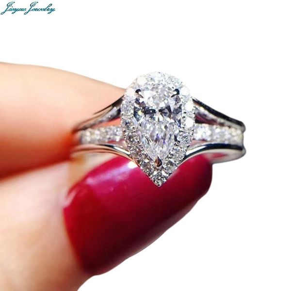 

wedding rings elegant bridal engagement creative water drop shape white zirconia stone fashion jewelry, Slivery;golden