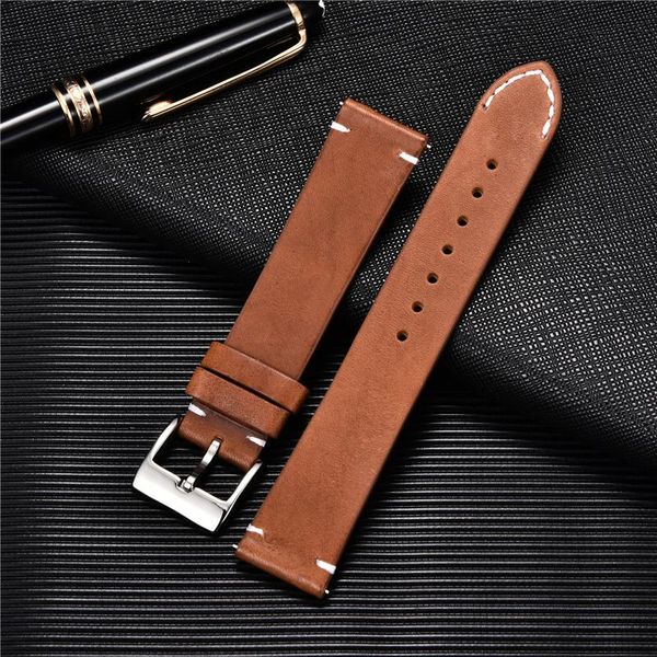 

watch bands soft geunine leather straps 20mm 22mm for samsung galaxy 4 40mm 44mm bracelet classic 42mm 46mm, Black;brown