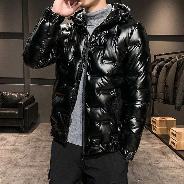 

men's white duck down jacket warm hooded puffer coat male casual overcoat thermal winter fashion men 4xl, Black