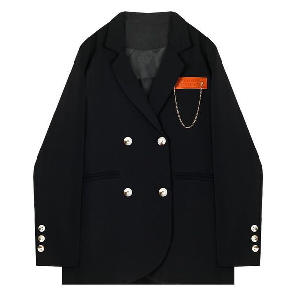 

women's suits & blazers [ewq] korea chic temperament black blazer women's autumn 2021 notched loose double breasted long sleeve sui, White;black