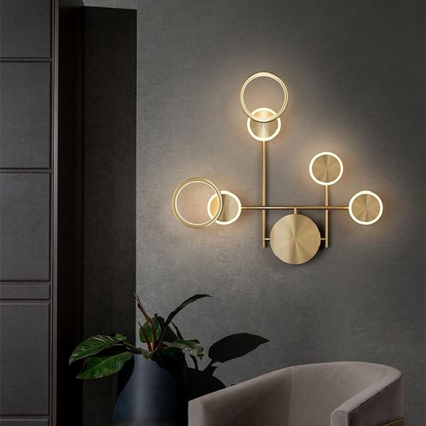 

wall lamp modern copper led rotatable bedside light black gold sconce for reading stair tv backfround