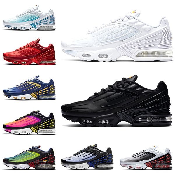 

tn plus 3 tuned shoes men women for outdoor sport running shoes triple black all white laser blue obsidian deep royal tns trainers sneakers, White;red