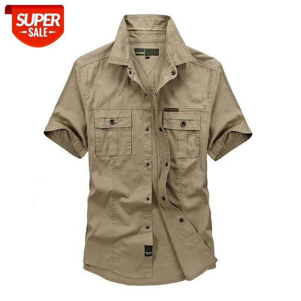 

2020 summer shirt men solid color short sleeve pure cotton men shirt big size 5xl camisa masculina military casual mens shirts #jx24, White;black