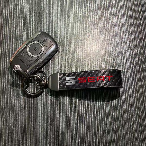 

keychains carbon fiber car styling keychain 4s shop fine gift key ring for seat leon 5f 1 2 3 ibiza cupra altea belt racing, Silver