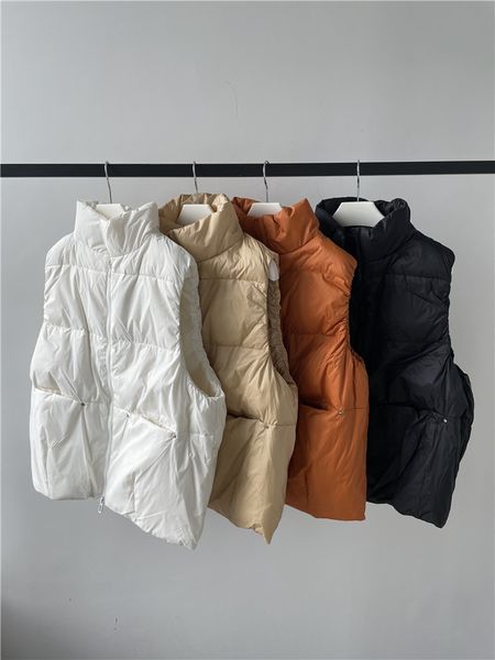 

vests 127h36zl ~ off season welfare versatile light stand collar white duck down casual vt coat 0.30, Black;white