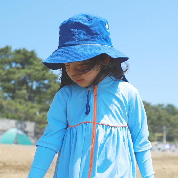 

caps & hats ohsunny summer children sun outdoor beach protection bucket hat neck cover adjustable head belt sunscreen cap for girl, Yellow