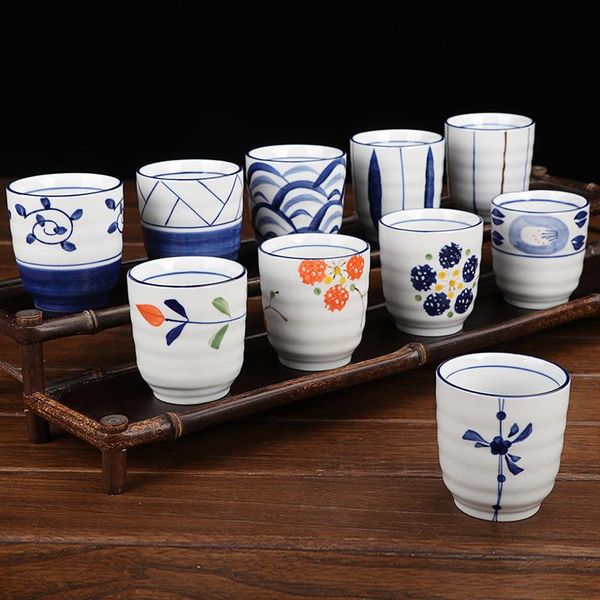 

cups & saucers 150ml japanese style hand drawn tea cup ceramic water cuisine drinkware restaurant tableware under glazed porcelain teacup