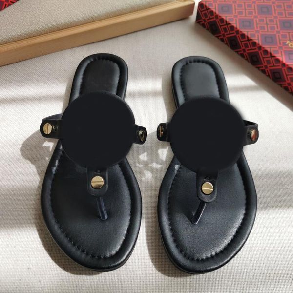 

slippers 2022 summer hollow out solid color flip flops flat sandals women genuine leather beach shoes design, Black