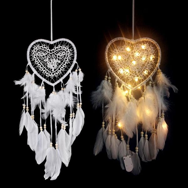 

decorative objects & figurines romantic dream catcher net dreamcatcher with led lights hanging decoration room ornament gift craft for bedro