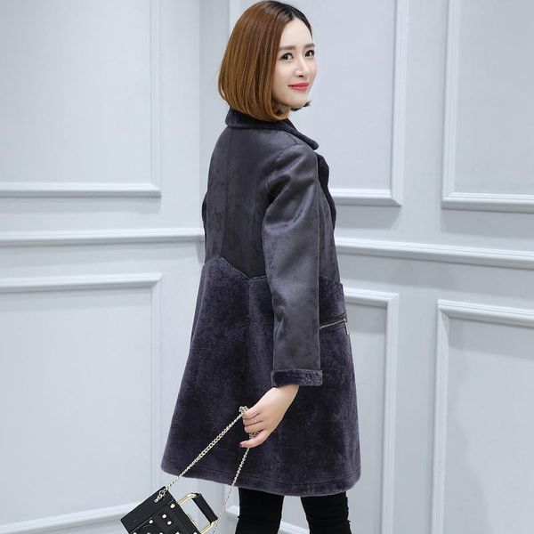 

women's fur & faux 2021 fashion sheep shearling jacket real coat female double-faced wear warm winter jackets for women wyq1684, Black