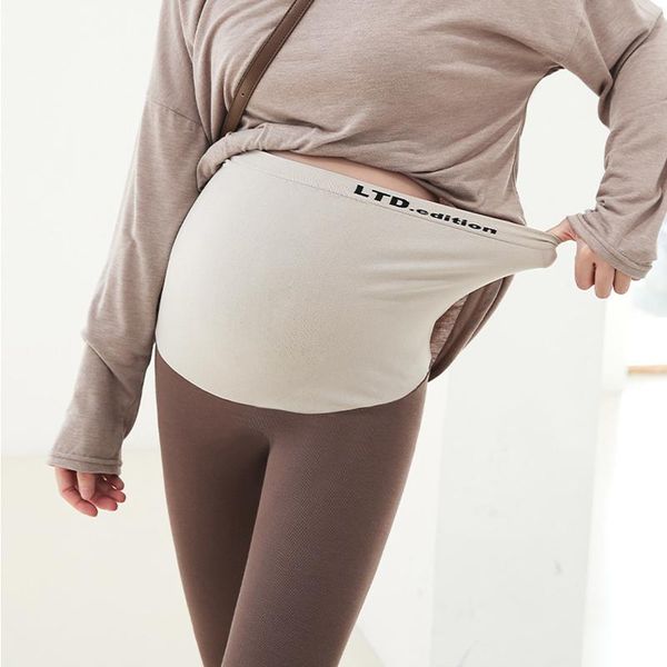 

abdomen support pregnant leggings elasticity pregnancy clothes 2021 summer new maternity pants threaded high waist, White