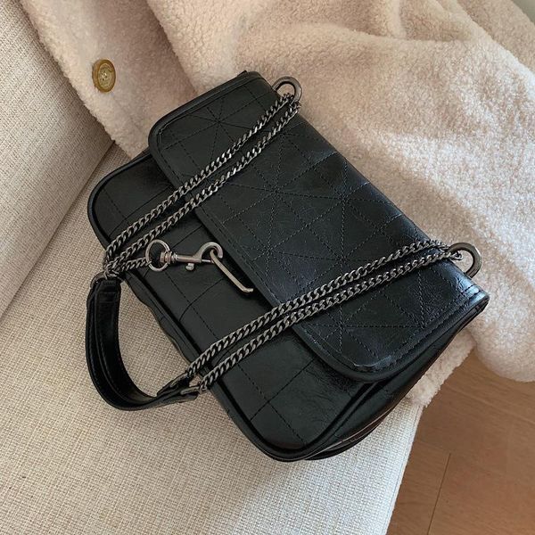 

evening bags rhombus black rock soft flap single shoulder crossbody pack chain bag luxury handbags for woman 2021 pu leather messenger