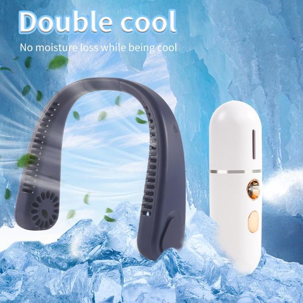 

electric fans mini bladeless hanging neck fan leafless rechargeable mute sports for outdoor portable nano facial stefans