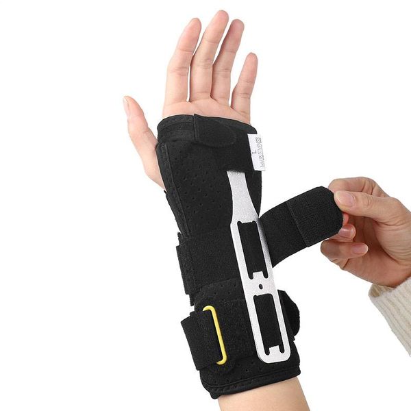 

removable adjustable wristband steel wrist brace support arthritis sprain carpal tunnel splint wrap protector sports safety, Black;red