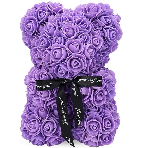 

rose bear rose teddy bear artificial valentine's day wmother's day and anniversary gifts(purple)
