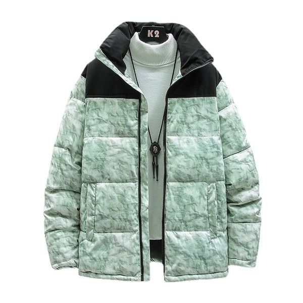 

2021 autumn and winter new men's stand collar splicing fashion decor cotton clothes trend color matching, Black