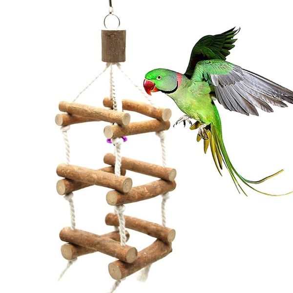 

other bird supplies pet parrot wooden climbing ladder bell hammock hanging swing cage chew toy