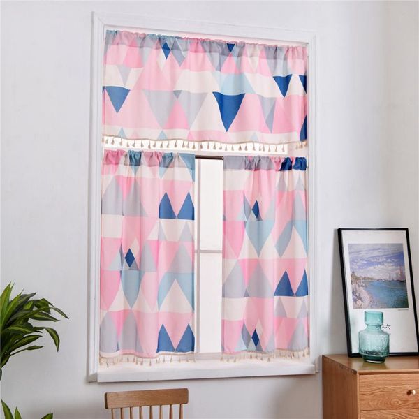 

1pcs pink printed tassel partition curtain living room kitchen dining room curtain decoration